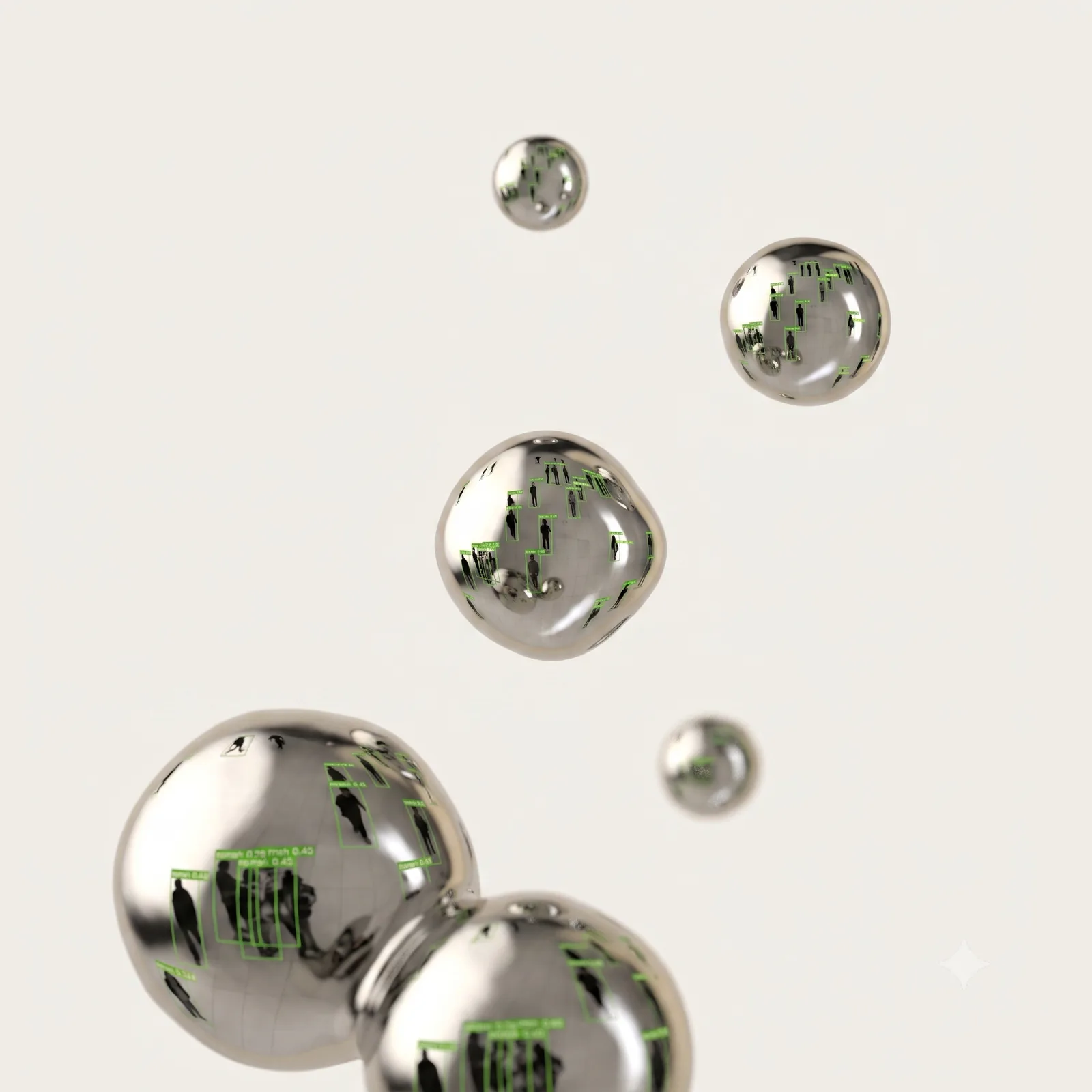 Mercury drops reflecting detected audiences